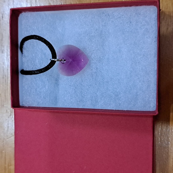 Evening Raspberry Crystal Heart Necklace - Picture 4 of 6